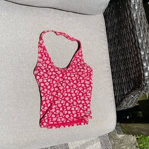 Red floral hollister top
